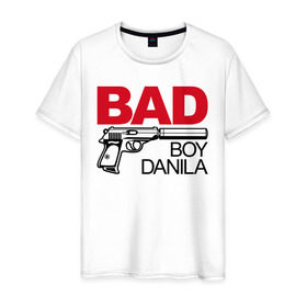 Мужская футболка хлопок с принтом Данила, плохой, парень в Новосибирске, 100% хлопок | прямой крой, круглый вырез горловины, длина до линии бедер, слегка спущенное плечо. | 