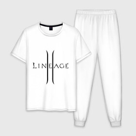 Мужская пижама хлопок с принтом Lineage logo в Новосибирске, 100% хлопок | брюки и футболка прямого кроя, без карманов, на брюках мягкая резинка на поясе и по низу штанин
 | lineage | logo | игра | логотип