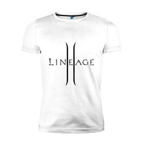 Мужская футболка премиум с принтом Lineage logo в Новосибирске, 92% хлопок, 8% лайкра | приталенный силуэт, круглый вырез ворота, длина до линии бедра, короткий рукав | Тематика изображения на принте: lineage | logo | игра | логотип
