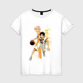 Женская футболка хлопок с принтом Basket player в Новосибирске, 100% хлопок | прямой крой, круглый вырез горловины, длина до линии бедер, слегка спущенное плечо | basket | kuroko no basket | kuroko no basuke | аниме | баскетбол | куроко | мяч | парни | спорт