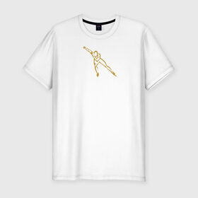 Мужская футболка премиум с принтом конькобежец в Новосибирске, 92% хлопок, 8% лайкра | приталенный силуэт, круглый вырез ворота, длина до линии бедра, короткий рукав | Тематика изображения на принте: 