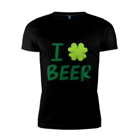 Мужская футболка премиум с принтом Love beer в Новосибирске, 92% хлопок, 8% лайкра | приталенный силуэт, круглый вырез ворота, длина до линии бедра, короткий рукав | beer | love | ирландия | клевер | патрик | праздник | святой