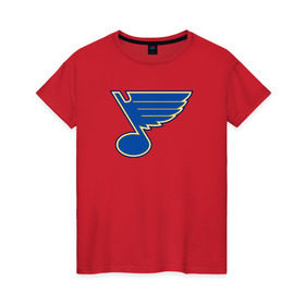 Женская футболка хлопок с принтом St. Louis Blues в Новосибирске, 100% хлопок | прямой крой, круглый вырез горловины, длина до линии бедер, слегка спущенное плечо | st. louis blues tarasenko | нхл