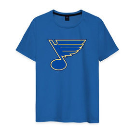 Мужская футболка хлопок с принтом St. Louis Blues в Новосибирске, 100% хлопок | прямой крой, круглый вырез горловины, длина до линии бедер, слегка спущенное плечо. | st. louis blues tarasenko | нхл