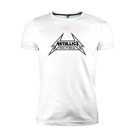 Мужская футболка премиум с принтом Metallica logo в Новосибирске, 92% хлопок, 8% лайкра | приталенный силуэт, круглый вырез ворота, длина до линии бедра, короткий рукав | металлика