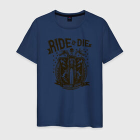 Мужская футболка хлопок с принтом Ride or Die в Новосибирске, 100% хлопок | прямой крой, круглый вырез горловины, длина до линии бедер, слегка спущенное плечо. | америка | легенда | мото | мотоцикл