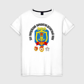 Женская футболка хлопок с принтом 350 гв. ПДП в Новосибирске, 100% хлопок | прямой крой, круглый вырез горловины, длина до линии бедер, слегка спущенное плечо | 350 гвардейский парашютно десантный полк вдв350пдп | @ | вдв | гвардия | десант | пдп