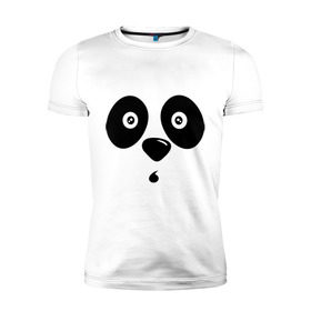Мужская футболка премиум с принтом Мордочка панды в Новосибирске, 92% хлопок, 8% лайкра | приталенный силуэт, круглый вырез ворота, длина до линии бедра, короткий рукав | Тематика изображения на принте: панда