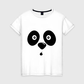 Женская футболка хлопок с принтом Мордочка панды в Новосибирске, 100% хлопок | прямой крой, круглый вырез горловины, длина до линии бедер, слегка спущенное плечо | панда