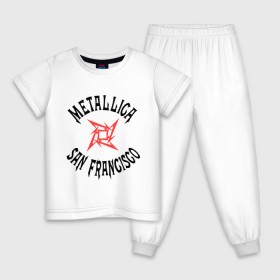 Детская пижама хлопок с принтом Metallica (San Francisco) в Новосибирске, 100% хлопок |  брюки и футболка прямого кроя, без карманов, на брюках мягкая резинка на поясе и по низу штанин
 | metallica | san francisco