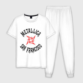 Мужская пижама хлопок с принтом Metallica (San Francisco) в Новосибирске, 100% хлопок | брюки и футболка прямого кроя, без карманов, на брюках мягкая резинка на поясе и по низу штанин
 | metallica | san francisco