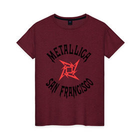 Женская футболка хлопок с принтом Metallica (San Francisco) в Новосибирске, 100% хлопок | прямой крой, круглый вырез горловины, длина до линии бедер, слегка спущенное плечо | metallica | san francisco