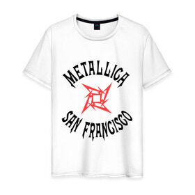 Мужская футболка хлопок с принтом Metallica (San Francisco) в Новосибирске, 100% хлопок | прямой крой, круглый вырез горловины, длина до линии бедер, слегка спущенное плечо. | metallica | san francisco