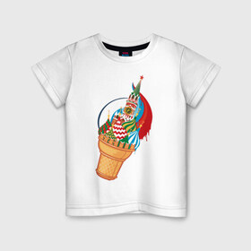 Детская футболка хлопок с принтом Кремль в Новосибирске, 100% хлопок | круглый вырез горловины, полуприлегающий силуэт, длина до линии бедер | кремль | мороженое | москва | собор