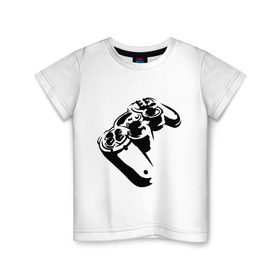 Детская футболка хлопок с принтом Геймпад (Джойстик) в Новосибирске, 100% хлопок | круглый вырез горловины, полуприлегающий силуэт, длина до линии бедер | джойстик