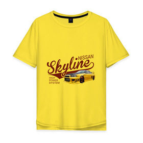 Мужская футболка хлопок Oversize с принтом Nissan Skyline в Новосибирске, 100% хлопок | свободный крой, круглый ворот, “спинка” длиннее передней части | nissan skyline | авто | автомобилистам | водителям | машина | ниссан | ретро | тачка