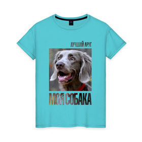 Женская футболка хлопок с принтом Веймаранер в Новосибирске, 100% хлопок | прямой крой, круглый вырез горловины, длина до линии бедер, слегка спущенное плечо | drug | веймаранер | порода | собака