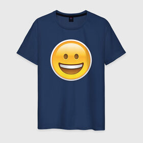Мужская футболка хлопок с принтом Смайл улыбающийся в Новосибирске, 100% хлопок | прямой крой, круглый вырез горловины, длина до линии бедер, слегка спущенное плечо. | media | позитив