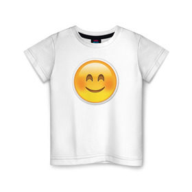 Детская футболка хлопок с принтом Смайл довольный в Новосибирске, 100% хлопок | круглый вырез горловины, полуприлегающий силуэт, длина до линии бедер | media | позитив