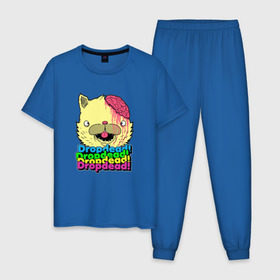 Мужская пижама хлопок с принтом Dropdead в Новосибирске, 100% хлопок | брюки и футболка прямого кроя, без карманов, на брюках мягкая резинка на поясе и по низу штанин
 | Тематика изображения на принте: 