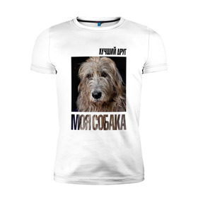 Мужская футболка премиум с принтом Ирландский волкодав в Новосибирске, 92% хлопок, 8% лайкра | приталенный силуэт, круглый вырез ворота, длина до линии бедра, короткий рукав | Тематика изображения на принте: drug | ирландский волкодав | порода | собака