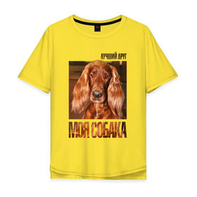 Мужская футболка хлопок Oversize с принтом Ирландский сеттер в Новосибирске, 100% хлопок | свободный крой, круглый ворот, “спинка” длиннее передней части | drug | ирландский сеттер | порода | собака