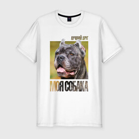 Мужская футболка премиум с принтом Канне корсо в Новосибирске, 92% хлопок, 8% лайкра | приталенный силуэт, круглый вырез ворота, длина до линии бедра, короткий рукав | drug | канне корсо | порода | собака