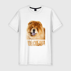 Мужская футболка премиум с принтом Чау-чау в Новосибирске, 92% хлопок, 8% лайкра | приталенный силуэт, круглый вырез ворота, длина до линии бедра, короткий рукав | Тематика изображения на принте: drug | порода | собака | чау чау