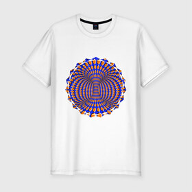 Мужская футболка премиум с принтом Оптическая иллюзия в Новосибирске, 92% хлопок, 8% лайкра | приталенный силуэт, круглый вырез ворота, длина до линии бедра, короткий рукав | восприятие | иллюзия | оптическая иллюзия