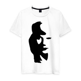 Мужская футболка хлопок с принтом саксофонист или девушка в Новосибирске, 100% хлопок | прямой крой, круглый вырез горловины, длина до линии бедер, слегка спущенное плечо. | восприятие | девушка | иллюзия | оптическая иллюзия | саксофонист