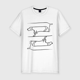 Мужская футболка премиум с принтом Собака в Новосибирске, 92% хлопок, 8% лайкра | приталенный силуэт, круглый вырез ворота, длина до линии бедра, короткий рукав | восприятие | иллюзия | оптическая иллюзия | собака