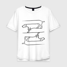 Мужская футболка хлопок Oversize с принтом Собака в Новосибирске, 100% хлопок | свободный крой, круглый ворот, “спинка” длиннее передней части | восприятие | иллюзия | оптическая иллюзия | собака