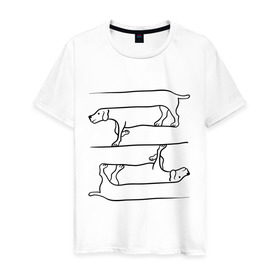 Мужская футболка хлопок с принтом Собака в Новосибирске, 100% хлопок | прямой крой, круглый вырез горловины, длина до линии бедер, слегка спущенное плечо. | восприятие | иллюзия | оптическая иллюзия | собака