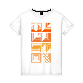 Женская футболка хлопок с принтом Illusion orange в Новосибирске, 100% хлопок | прямой крой, круглый вырез горловины, длина до линии бедер, слегка спущенное плечо | Тематика изображения на принте: восприятие | иллюзии | мозг | обман зрения | оптическая | цвет