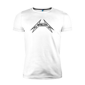 Мужская футболка премиум с принтом логотип Metallica в Новосибирске, 92% хлопок, 8% лайкра | приталенный силуэт, круглый вырез ворота, длина до линии бедра, короткий рукав | металлика