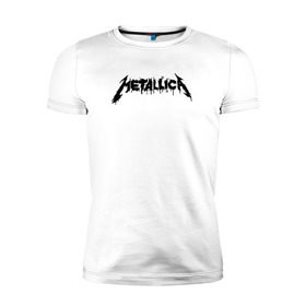 Мужская футболка премиум с принтом Metallica painted logo в Новосибирске, 92% хлопок, 8% лайкра | приталенный силуэт, круглый вырез ворота, длина до линии бедра, короткий рукав | металлика