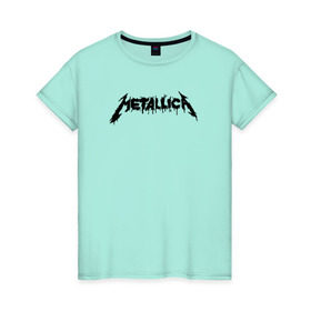Женская футболка хлопок с принтом Metallica painted logo в Новосибирске, 100% хлопок | прямой крой, круглый вырез горловины, длина до линии бедер, слегка спущенное плечо | металлика