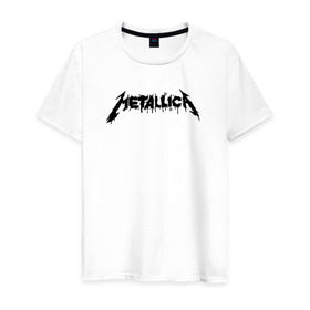 Мужская футболка хлопок с принтом Metallica painted logo в Новосибирске, 100% хлопок | прямой крой, круглый вырез горловины, длина до линии бедер, слегка спущенное плечо. | металлика