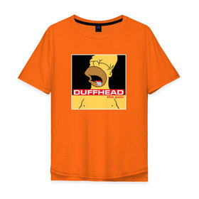 Мужская футболка хлопок Oversize с принтом Homer Duffhead в Новосибирске, 100% хлопок | свободный крой, круглый ворот, “спинка” длиннее передней части | gomer | барт | симпсонs | симпсоны