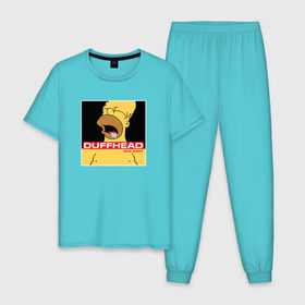 Мужская пижама хлопок с принтом Homer Duffhead в Новосибирске, 100% хлопок | брюки и футболка прямого кроя, без карманов, на брюках мягкая резинка на поясе и по низу штанин
 | gomer | барт | симпсонs | симпсоны