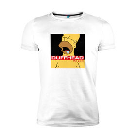 Мужская футболка премиум с принтом Homer Duffhead в Новосибирске, 92% хлопок, 8% лайкра | приталенный силуэт, круглый вырез ворота, длина до линии бедра, короткий рукав | gomer | барт | симпсонs | симпсоны