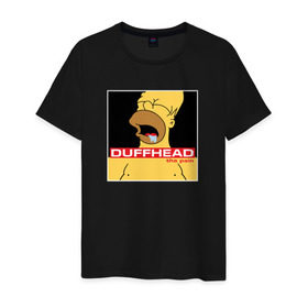 Мужская футболка хлопок с принтом Homer Duffhead в Новосибирске, 100% хлопок | прямой крой, круглый вырез горловины, длина до линии бедер, слегка спущенное плечо. | gomer | барт | симпсонs | симпсоны