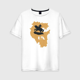 Женская футболка хлопок Oversize с принтом Салават Юлаев Уфа в Новосибирске, 100% хлопок | свободный крой, круглый ворот, спущенный рукав, длина до линии бедер
 | салават юлаев