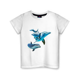 Детская футболка хлопок с принтом Дельфины в Новосибирске, 100% хлопок | круглый вырез горловины, полуприлегающий силуэт, длина до линии бедер | die antwoord
