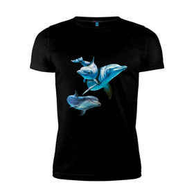 Мужская футболка премиум с принтом Дельфины в Новосибирске, 92% хлопок, 8% лайкра | приталенный силуэт, круглый вырез ворота, длина до линии бедра, короткий рукав | Тематика изображения на принте: die antwoord