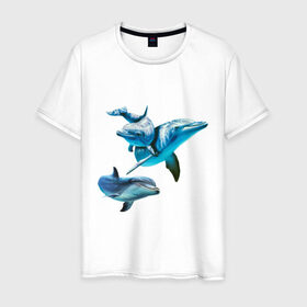 Мужская футболка хлопок с принтом Дельфины в Новосибирске, 100% хлопок | прямой крой, круглый вырез горловины, длина до линии бедер, слегка спущенное плечо. | die antwoord