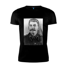 Мужская футболка премиум с принтом Ни шагу назад! в Новосибирске, 92% хлопок, 8% лайкра | приталенный силуэт, круглый вырез ворота, длина до линии бедра, короткий рукав | сталин