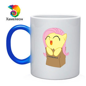 Кружка хамелеон с принтом Cute Fluttershy в Новосибирске, керамика | меняет цвет при нагревании, емкость 330 мл | Тематика изображения на принте: fluttershy | пони | сваг | флаттершай в пакетике.поняш