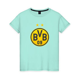 Женская футболка хлопок с принтом Borussia Dortmund в Новосибирске, 100% хлопок | прямой крой, круглый вырез горловины, длина до линии бедер, слегка спущенное плечо | bvb borussia mr marcoreus dortmund borussiado