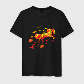 Мужская футболка хлопок с принтом Fire horse в Новосибирске, 100% хлопок | прямой крой, круглый вырез горловины, длина до линии бедер, слегка спущенное плечо. | fire | horse | лошадь | огон